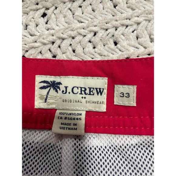 NWT J Crew Striped Swim Shorts Lined Suit Trunks C4418 Mens 33 Nylon Blue White - Picture 3 of 7
